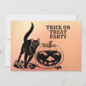 Halloween Party Black Cat Pumpkin Oranje Scary Kaart (Voorkant)