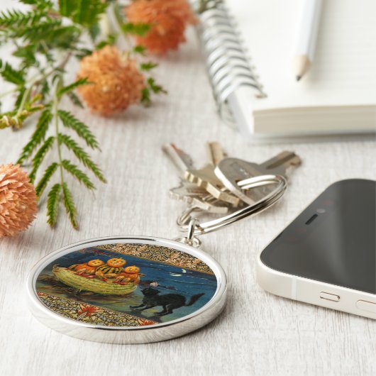 Halloween Party Black Cat Sleutelhanger (Zijkant)