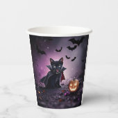 Halloween Party Black Cat Vampire Schattige Papieren Bekers (Achterkant)