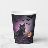 Halloween Party Black Cat Vampire Schattige Papieren Bekers (Voorkant)