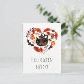 Halloween Party Black Cat Waterverf Whimsical Uitnodiging Briefkaart (Staand voorkant)
