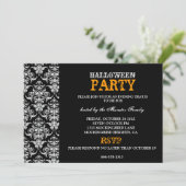 Halloween Party - Black Gothic Damask Kaart (Staand voorkant)