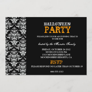Halloween Party - Black Gothic Damask Kaart