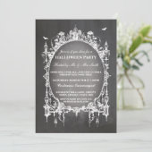 Halloween Party Black Gothic Spider Lijst Uitnodig Kaart (Staand voorkant)