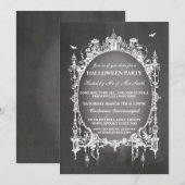 Halloween Party Black Gothic Spider Lijst Uitnodig Kaart (Voorkant / Achterkant)