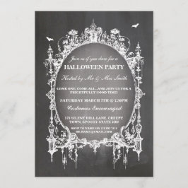 Halloween Party Black Gothic Spider Lijst Uitnodig Kaart