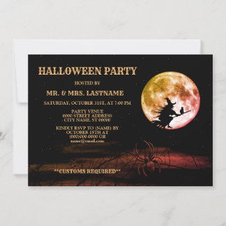 Halloween Party Black Night Volle Maan Eng Kaart