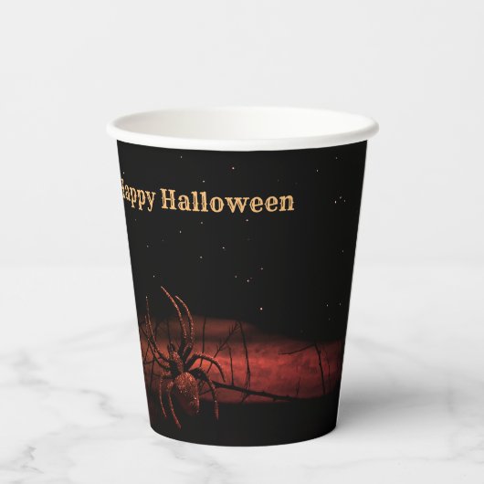 Halloween Party Black Night Volle Maan Eng Papieren Bekers (Achterkant)