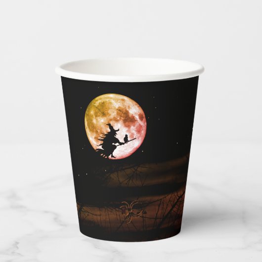 Halloween Party Black Night Volle Maan Eng Papieren Bekers (Voorkant)