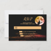 Halloween Party Black Night Volle Maan Eng RSVP Kaartje (Voorkant)