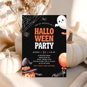 Halloween Party Black Oranje Uitnodiging