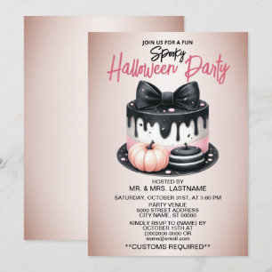 Halloween Party Black Pink Cake Treat Spooky Kaart