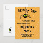 Halloween Party Black Spider Sinaasappel Bewaar de Aankondigingskaart (Voorkant / Achterkant)