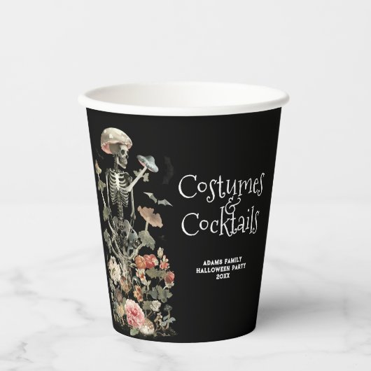 Halloween Party Black Spooky Costume & Cocktails  Papieren Bekers (Voorkant)