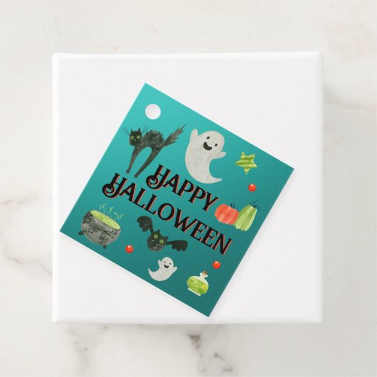 Halloween Party Blauwgroen en Groen Bedankjes Labels (In situ)