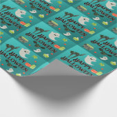 Halloween Party Blauwgroen en Groen Cadeaupapier (Hoek)