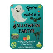 Halloween Party Blauwgroen en Groen Magneet (Verticaal)