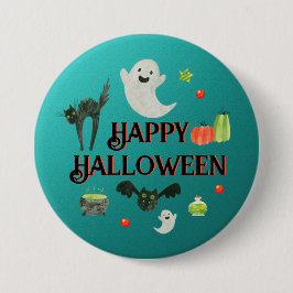 Halloween Party Blauwgroen en Groen Ronde Button 7,6 Cm