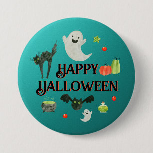 Halloween Party Blauwgroen en Groen Ronde Button 7,6 Cm