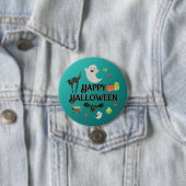 Halloween Party Blauwgroen en Groen Ronde Button 7,6 Cm (In situ)