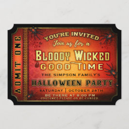 Halloween Party Bloody Wicked Ticket Uitnodiging