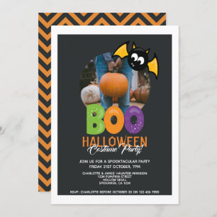 Halloween Party Boo en Bat Personalized Kaart