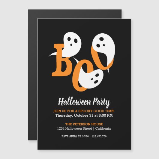 Halloween Party Boo Ghosts Black Invitation Magnet Magnetische Uitnodiging (Voorkant / Achterkant)