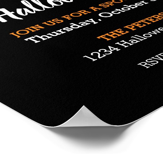 Halloween Party Boo Ghosts Black Uitnodiging Poster (Hoek)