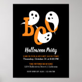 Halloween Party Boo Ghosts Black Uitnodiging Poster (Voorkant)