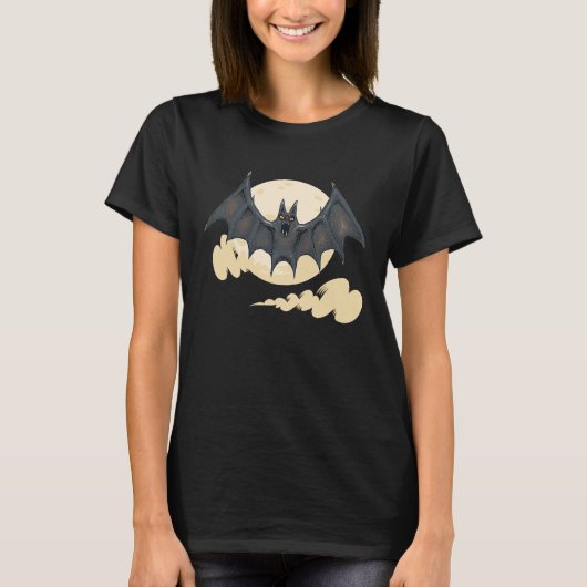 Halloween party boo moon ghost bloody bat teeth v t-shirt (Voorkant)