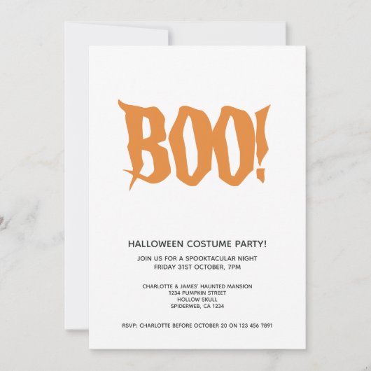 Halloween Party Boo Personalized Spooktacular Kaart (Voorkant)