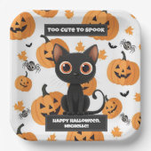 Halloween Party Bord – Schattigee zwarte kat perso (Voorkant)