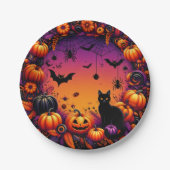 Halloween Party Borden: Spooky en feestelijk ontwe Papieren Bordje (Voorkant)