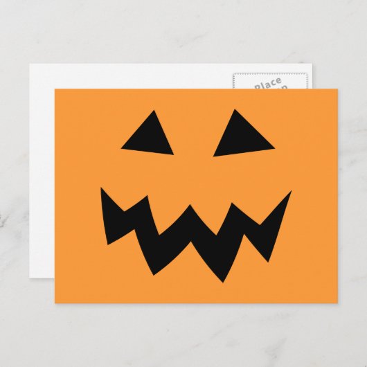 Halloween party briefkaarten | pompoenkop (Voorkant / Achterkant)