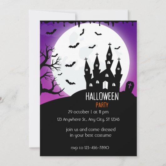 Halloween Party bright purple And Black Kaart (Voorkant)