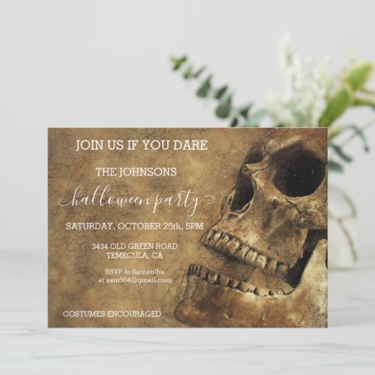 Halloween Party Budget  Skull Kaart (Staand voorkant)
