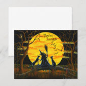 Halloween, party, call, heks, zwart, katten kaart (Voorkant / Achterkant)