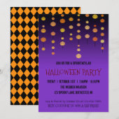 Halloween party call jack o' lantaarns strings kaart (Voorkant / Achterkant)
