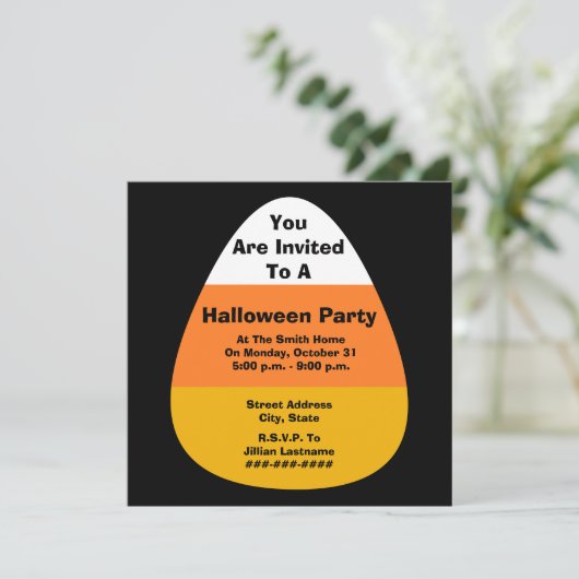 Halloween Party Candy Corn Invitation Kaart (Staand voorkant)
