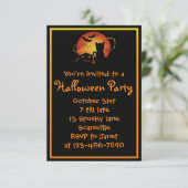 Halloween Party Cat Pumpkin en Bats Kaart (Staand voorkant)