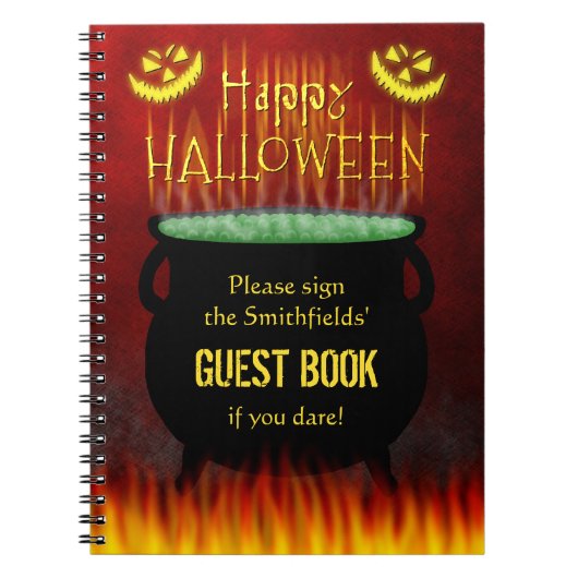 Halloween Party Cauldron Fire Gastenboek Notitieboek (Voorkant)