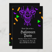 Halloween Party Chandelier Confetti Neon Kaart (Voorkant / Achterkant)