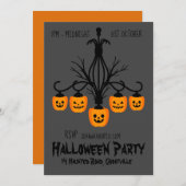 Halloween party chandelier zwart-oranje kaart (Voorkant / Achterkant)