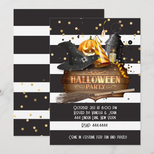 Halloween Party Chique uitnodigingen (Voorkant / Achterkant)