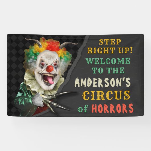 Halloween Party Circus Clown Scary Carnival Custom Spandoek (Horizontaal)
