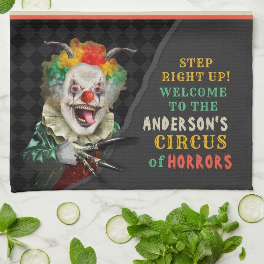 Halloween Party Circus Clown Scary Carnival Custom Theedoek (Gevouwen)