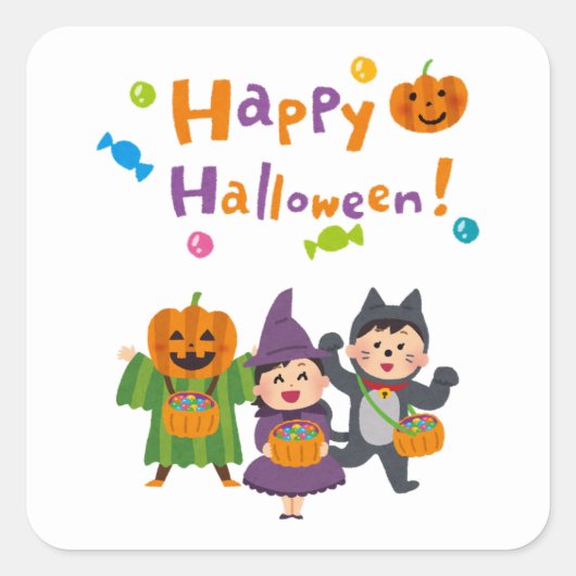 Halloween Party Collectie! Vierkante Sticker (Voorkant)