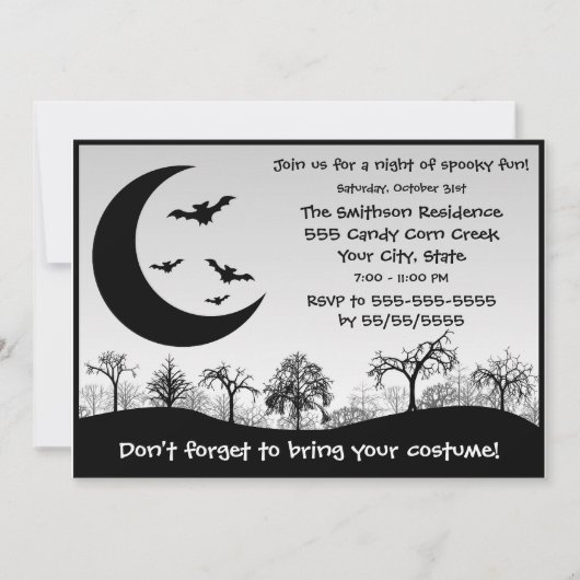 Halloween Party Costume Contest Black and White Kaart (Voorkant)