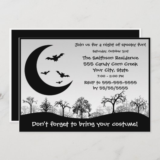 Halloween Party Costume Contest Black and White Kaart (Voorkant / Achterkant)