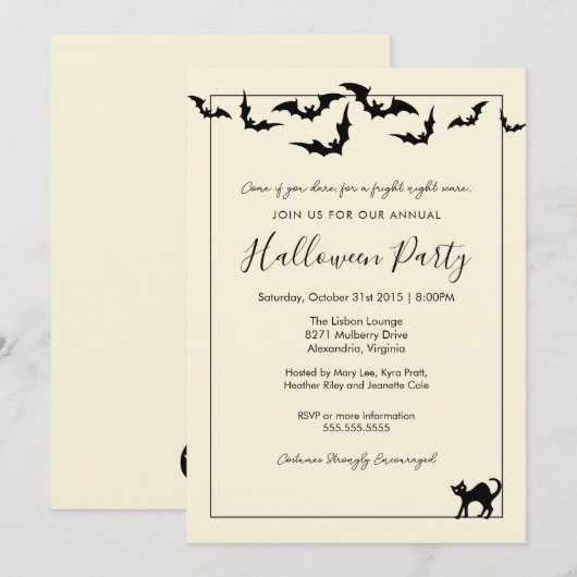 Halloween Party, Costume Party, Simple Halloween Kaart (Voorkant / Achterkant)